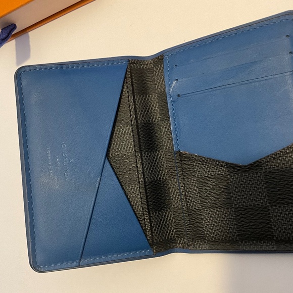 Louis Vuitton N64432 - Damier Graphite Canvas Pocket Organizer Neon Blue (Rare) - Picture 6 of 8